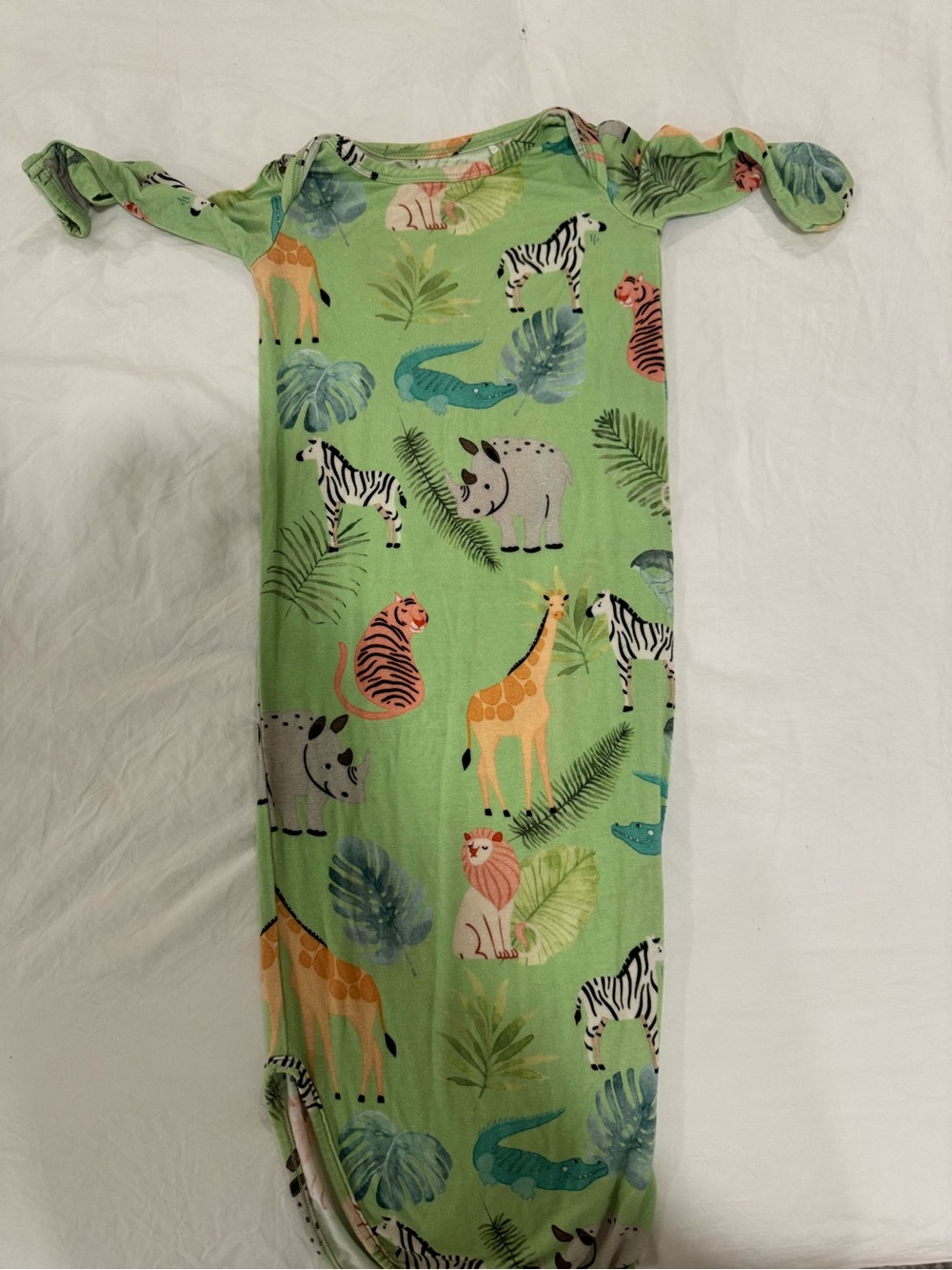 Posh Peanut Wildlife Green Bamboo Baby Gown | Safari Animal Layette Newborn